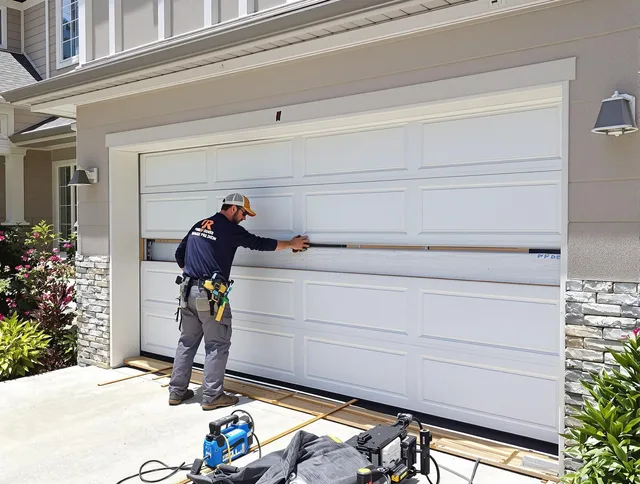 Lehigh Acres Garage Door Repair team performing complete garage door replacement at Lehigh Acres residence