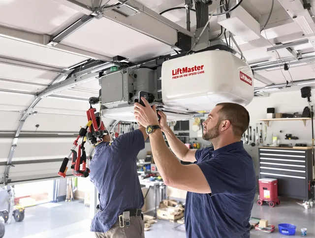 Lehigh Acres Garage Door Repair technician performing advanced diagnostics on garage opener in Lehigh Acres